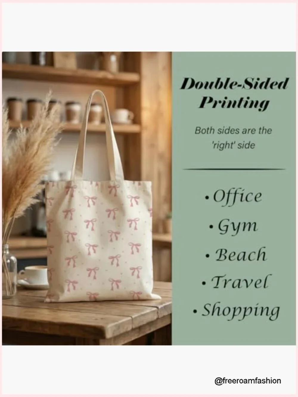 Canvas Tote Bag with Ribbon Bow, Lightweight Shoulder Bag for Shopping Travel